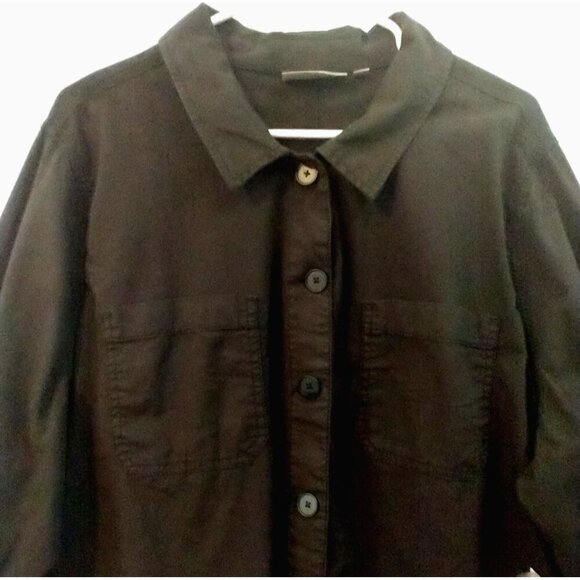 EVRI Womens Plus Cropped Canvas Utility Jacket Boxy Pockets Black - 2X NWT - Picture 3 of 11